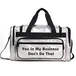 Silver Metallic Glitter Overnight Travel Duffle Bag